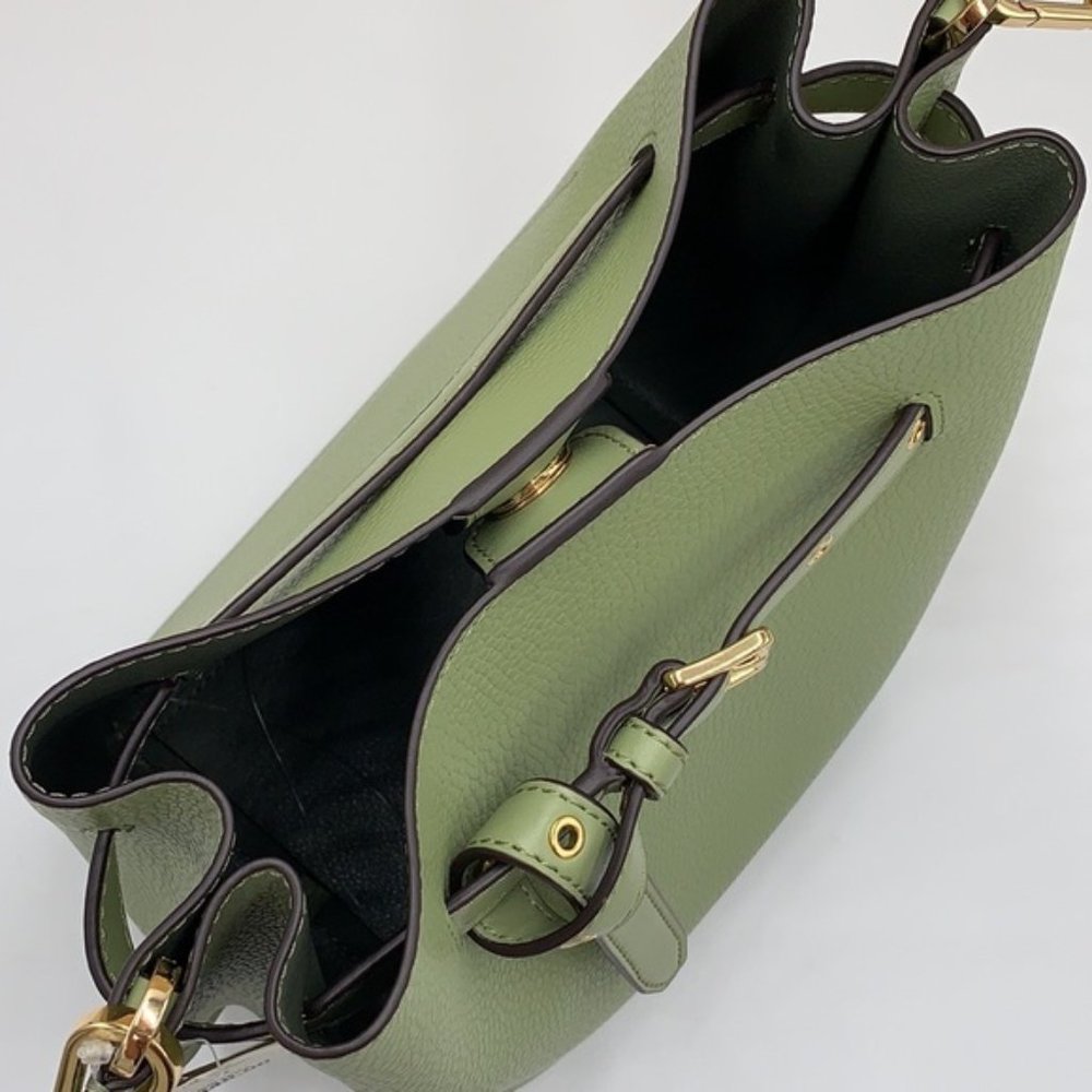 Michael Kors Emilia Small Bucket Bag Messenger Leather Light Sage - Picture 13 of 16